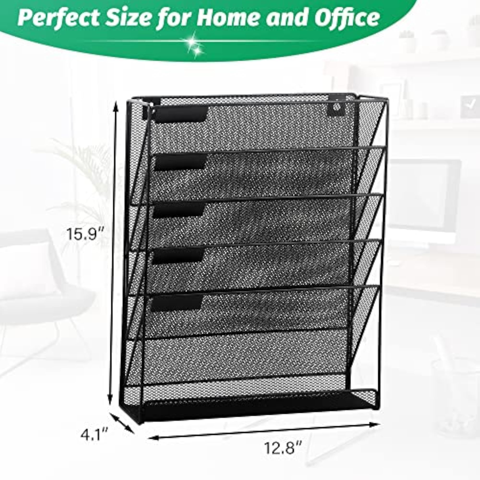 5-Tier Mesh File Organizer Rack for Office & Home